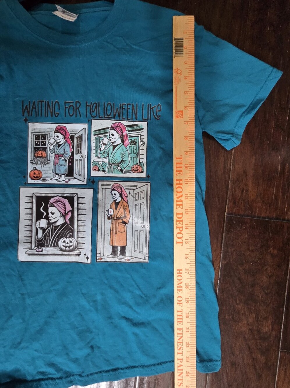 Halloween Michael Myers Waiting For Halloween Like Graphic Tee Small Blue - Picture 6 of 6